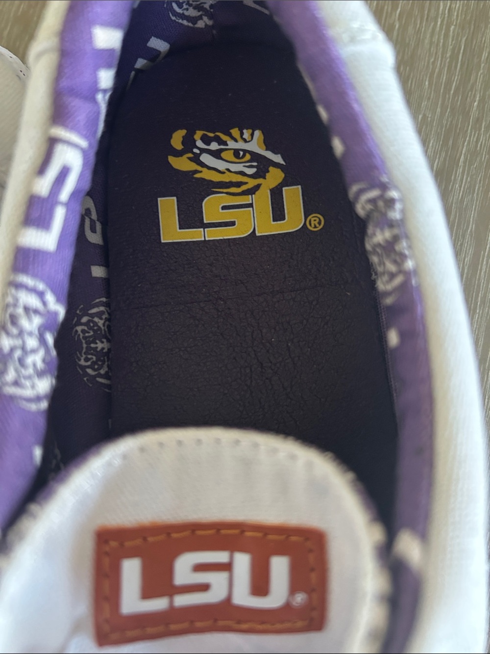 LSU White Canvas Slip-On Shoes with Purple Accents - Picture 2 of 6